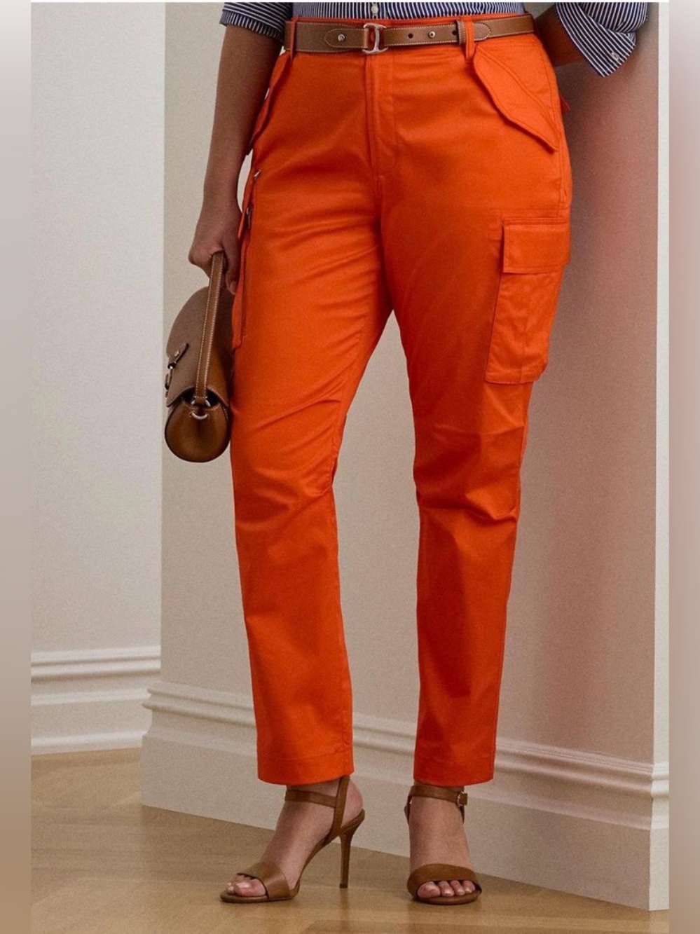 Ralph Lauren - NWT Resort Orange Cotton Cargo Pants Size 10 with Stretch